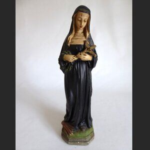 VINTAGE ANTIQUE 13” SAINT RITA OF CASCIA CERAMIC ALTAR STATUE FIGURE